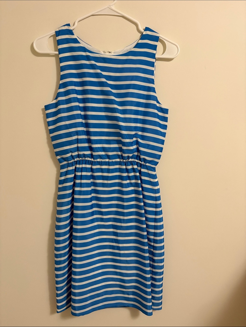 Blue and White Striped Sleeveless Dress